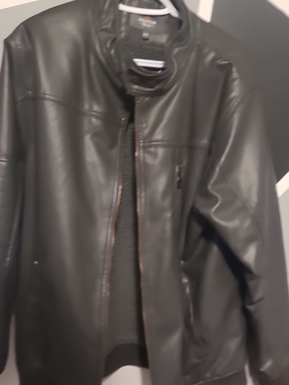 Women's Black Faux Leather Jacket - Classic Zip Front